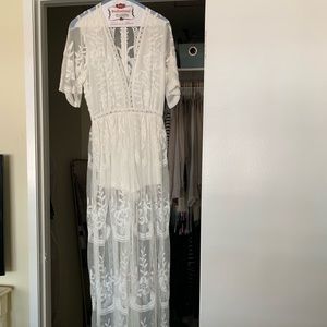 Only worn once! White lace shorts w/ dress overlay